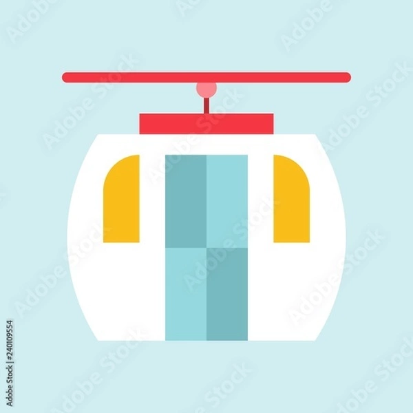 Fototapeta Cable car vector, Chirstmas related flat style icon