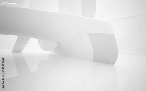 Fototapeta White smooth abstract architectural background. 3D illustration and rendering