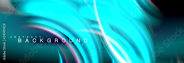 Fototapeta Blurred fluid colors background, abstract waves lines, mixing colours with light effects on light backdrop. Vector artistic illustration for presentation, app wallpaper, banner or posters