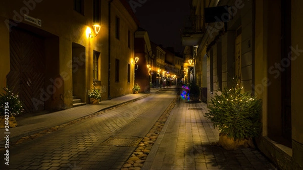 Fototapeta Old town street at night