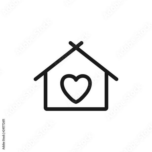 Fototapeta House with heart shape within, love home symbol, vector illustration isolated on white background