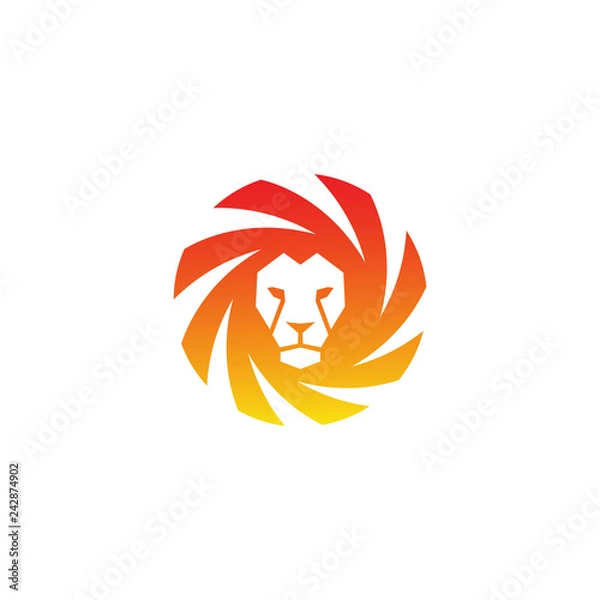 Fototapeta Lion head - vector logo template creative illustration.  strong, power concept symbol. Design element. - Vector