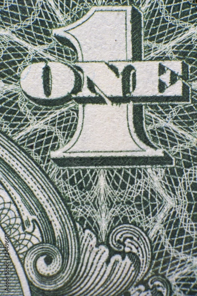 Fototapeta One symbol closeup on the one dollar note