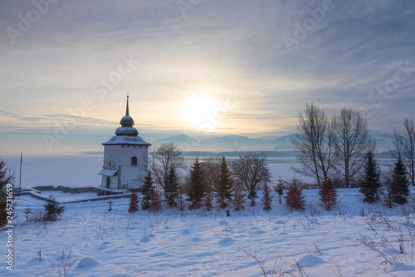 Fototapeta Ancient little church on the bank of the Liptovska Mara dam, Slovakia