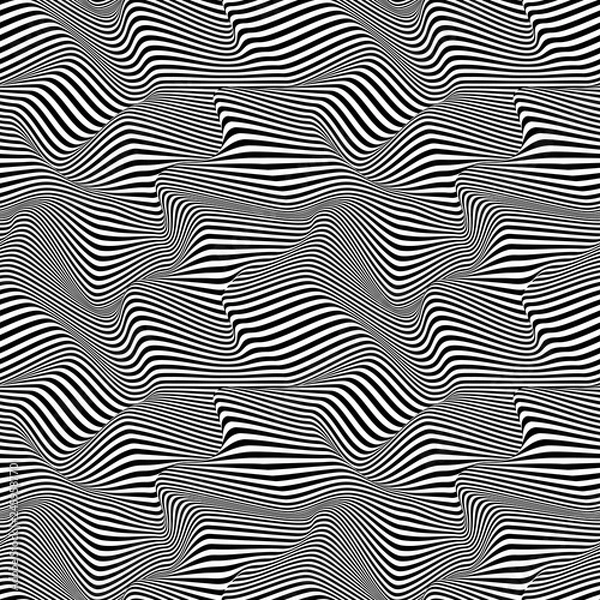 Fototapeta Abstract seamless pattern. Texture. Wavy stripes, lines. 3d .Vector illustration.