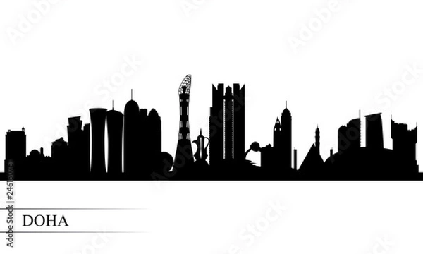 Fototapeta Doha city skyline silhouette background