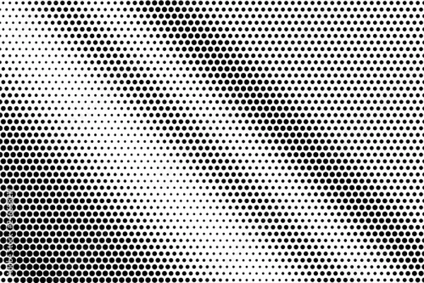 Fototapeta Black on white contrast halftone texture. Diagonal dotwork gradient. Dotted vector background.