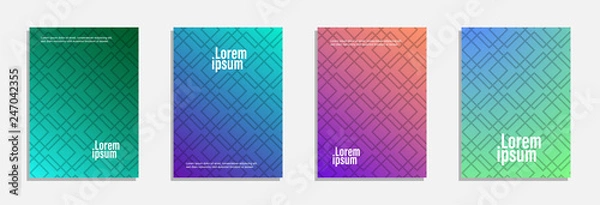 Fototapeta Colorful and modern cover design. Set of geometric pattern background