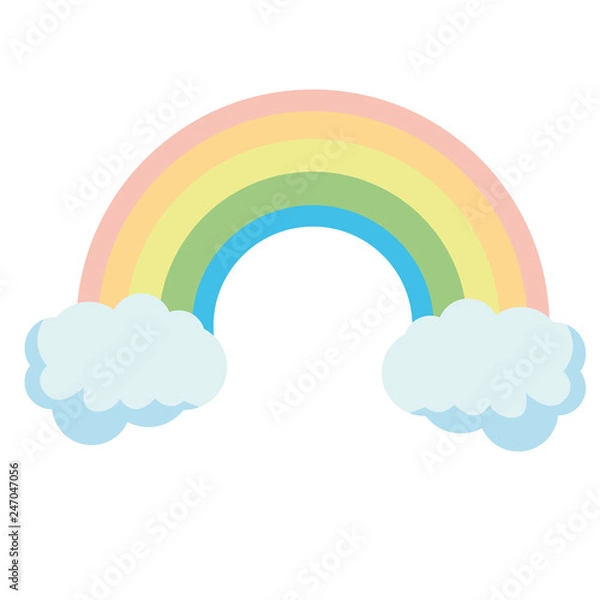 Fototapeta Nice rainbow. Rainbow escaping from two clouds