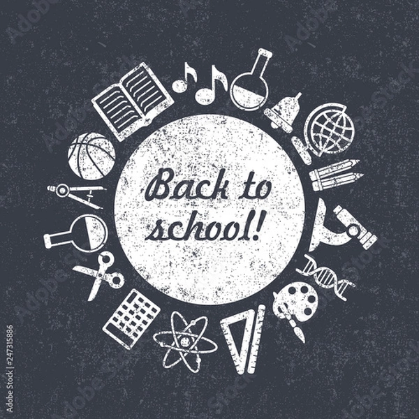 Fototapeta Vector school background. Education pattern with modern flat style  icons.