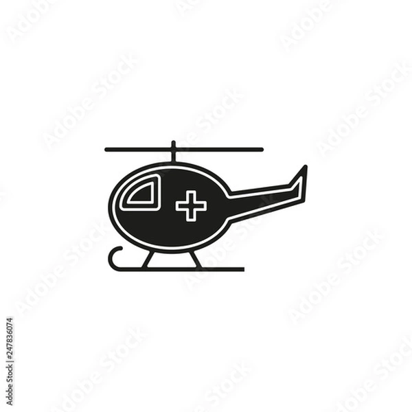 Fototapeta vector medical helicopter illustration, transport emergency - help icon