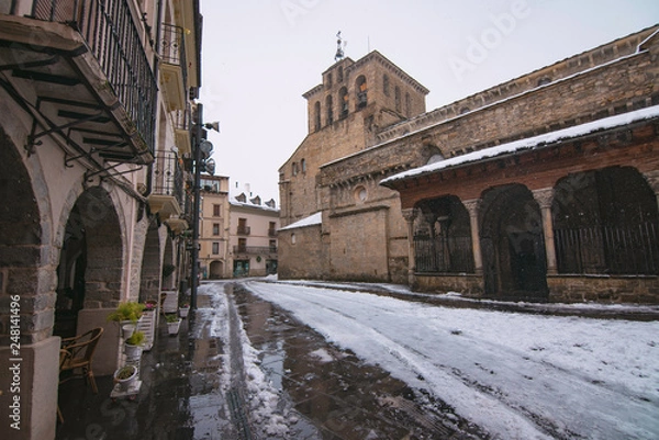 Fototapeta Cathedral of San Pedro de Jaca in winter, Huesca, Aragon, Spain