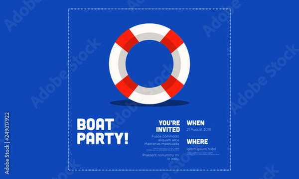 Fototapeta Boat Party Invitation Design with Where and When Details