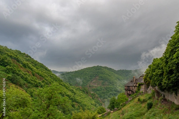 Fototapeta medieval village Conques  in the region of occitania, France