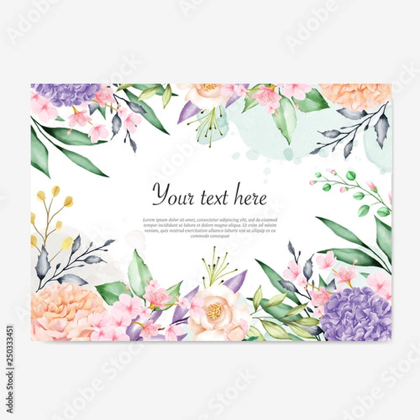 Fototapeta watercolor wedding floral frame multi purpose background