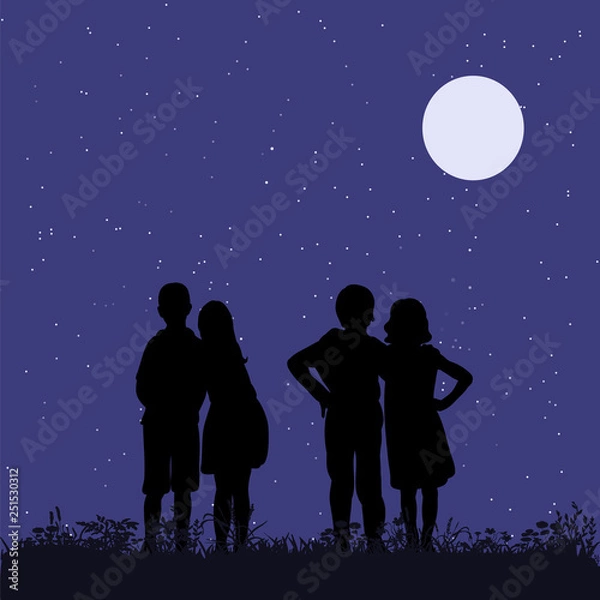 Fototapeta vector, isolated, silhouette children in the park