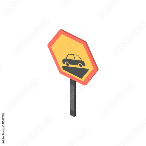 Fototapeta Steep downwards isometric icon. Element of color isometric road sign icon. Premium quality graphic design icon. Signs and symbols collection icon