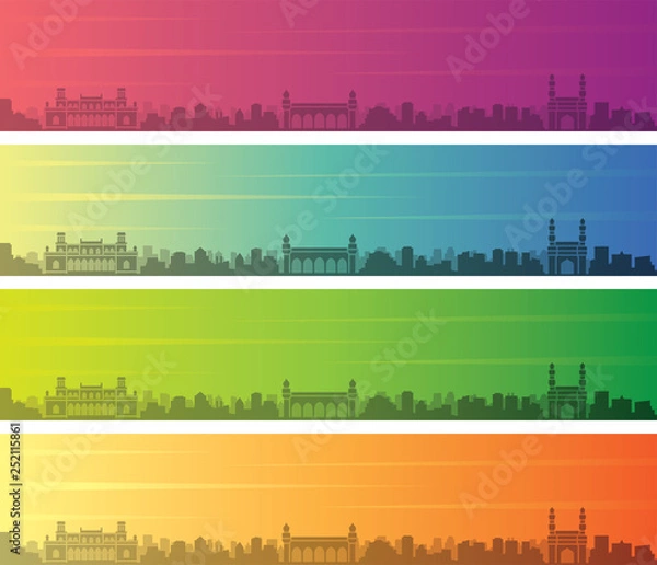 Fototapeta Hyderabad Multiple Color Gradient Skyline Banner