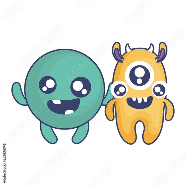 Fototapeta crazy monsters couple comic characters