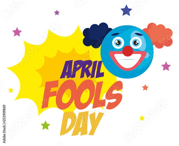 Fototapeta april fools day card with clown face