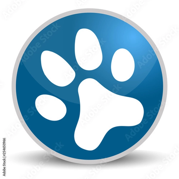 Fototapeta Paw on blue glossy round vector icon in eps 10. Editable modern design internet button on white background