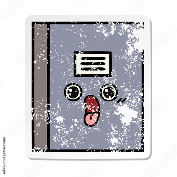 Fototapeta distressed sticker of a cute cartoon notebook