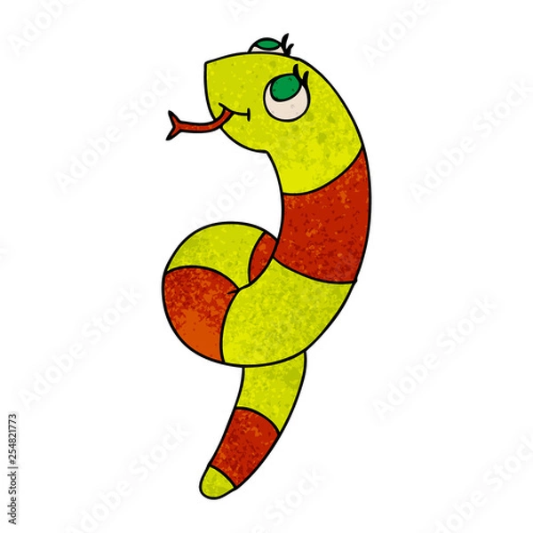 Fototapeta textured cartoon kawaii of a cute snake