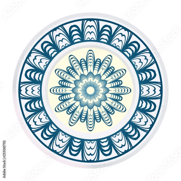 Fototapeta Relaxing Floral Mandala Ornament. Vector Illustration. Print For Modern Yoga Interiors Design, Wallpaper, Textile Industry