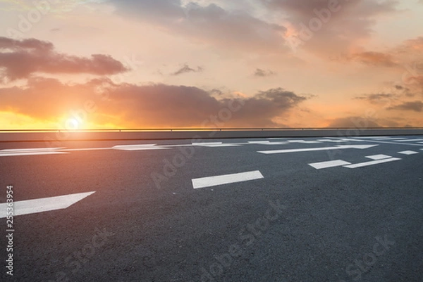 Fototapeta Road surface and sky cloud landscape..