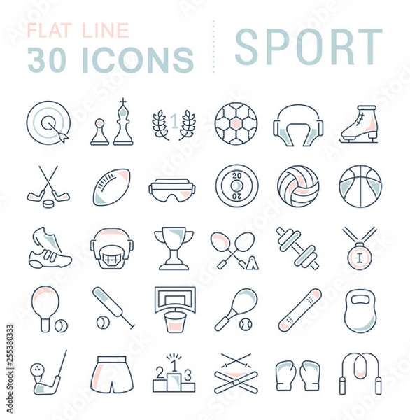 Fototapeta Set Vector Line Icons of Sport.