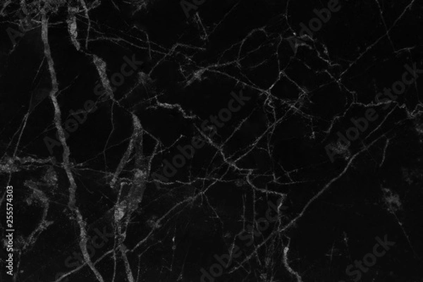 Fototapeta Black marble texture with white line nature patterns for background