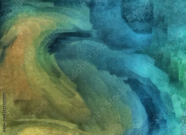 Fototapeta Abstract watercolor. Marble high quality texture. Multicolor waves. Liquid oil paint in water. Chaotic design.