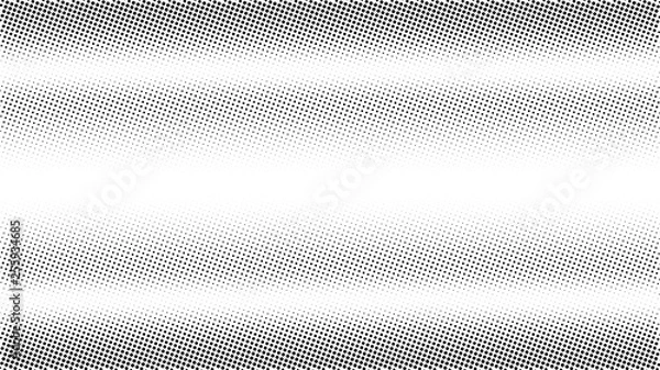 Fototapeta Halftone gradient pattern. Abstract halftone dots background. Monochrome dots pattern. Vector halftone texture. Pop Art, Comic small dots. Banner, strip with space. Template for cover, card, flyer