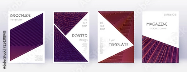 Fototapeta Triangle brochure design template set. Violet abst