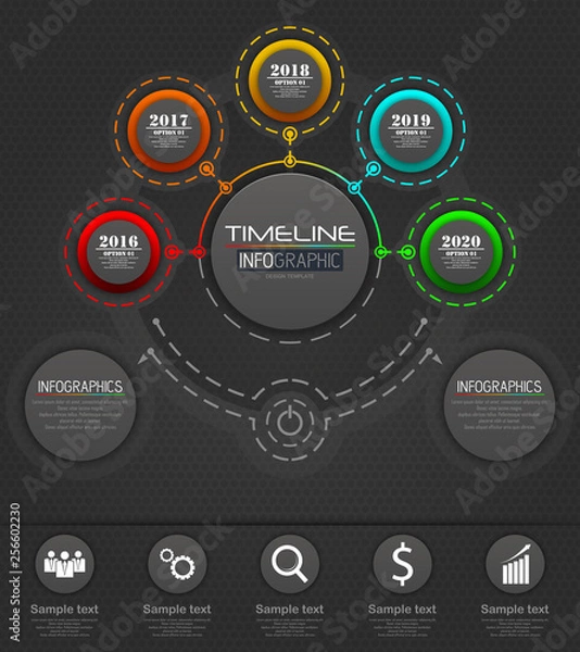 Fototapeta Infographics Business Template concept with 5 options