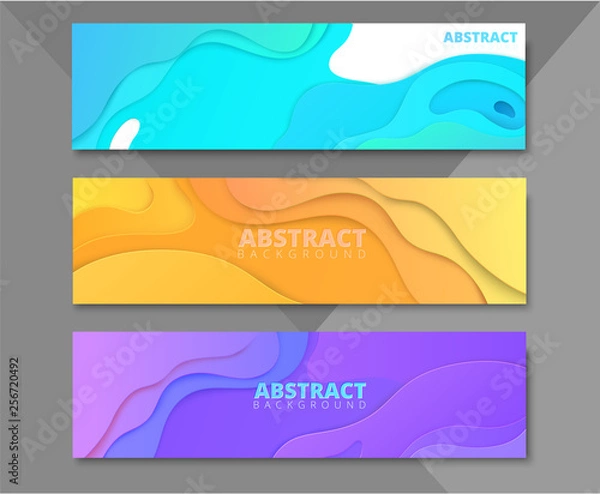 Fototapeta Set of abstract colorful banners with geometric pattern.