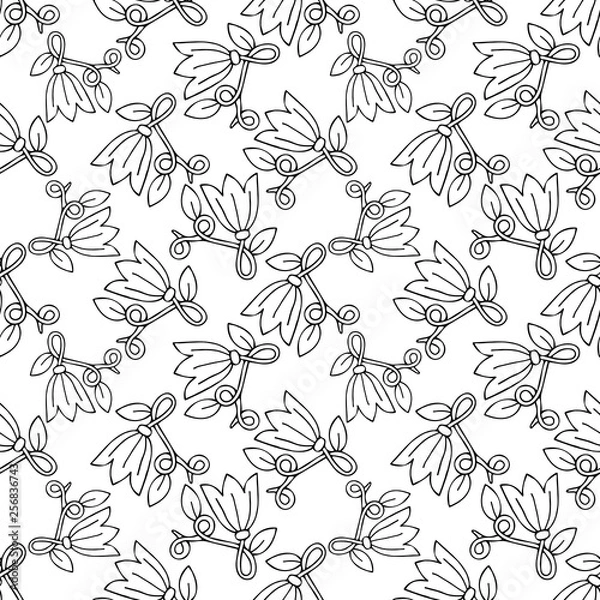 Fototapeta Floral seamless pattern flower with leaf