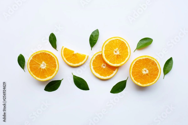 Fototapeta Fresh orange citrus fruit isolated on white