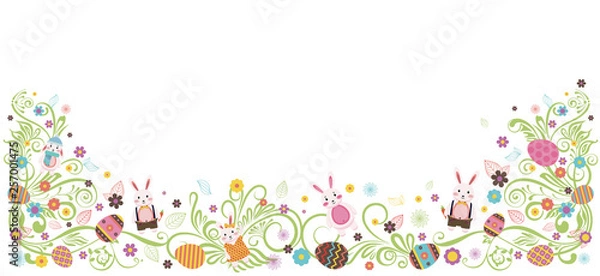 Obraz Happy Easter colored Easter eggs white background