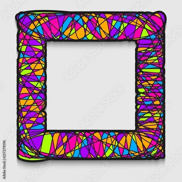 Fototapeta Frame in fashionable Art graphics style. Stylish geometric Wavy lines pattern with Vibrant element for design business cards, invitations, gift cards, flyers and brochures