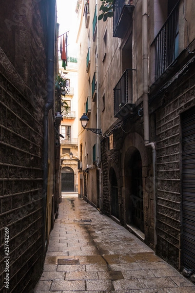 Fototapeta Narrow street in Barcelona