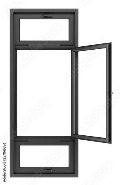 Fototapeta open black window isolated on white background