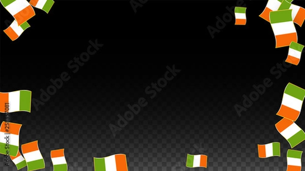 Obraz Vector Irish National Background. Saint Patrick Day Poster for Pub Party. 17 March Symbol Illustration.  Flag of Ireland. Eire Banner about Tourism. Eire Island. Celtic Flag. Tourist Dublin Post Card.