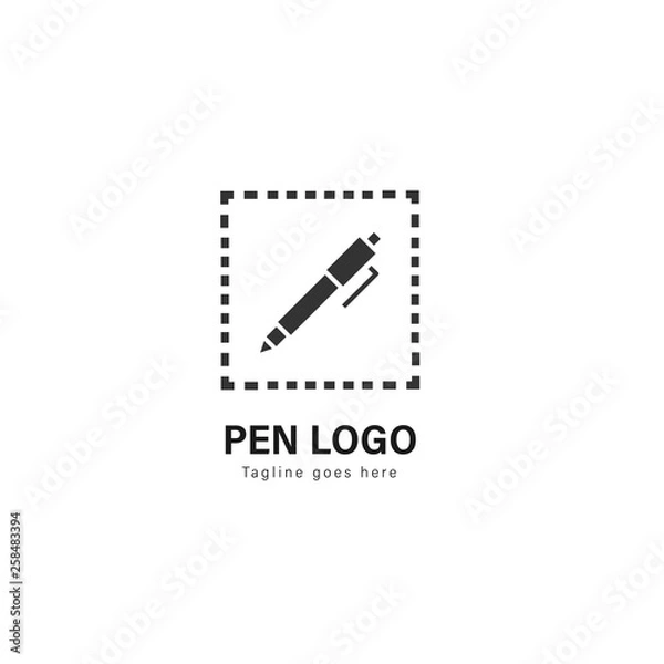 Fototapeta Pen logo template design. Pen logo with modern frame vector design