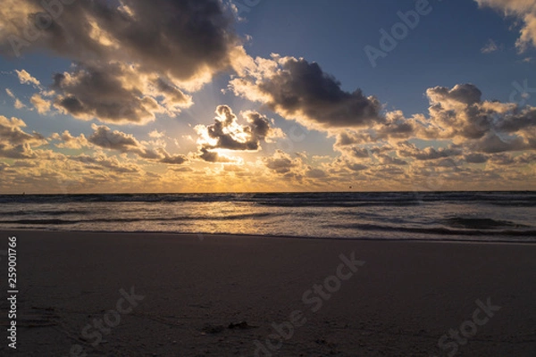 Fototapeta Sunset over the beach of the Mayan Riviera in Tulum, Quintana Roo, Mexico