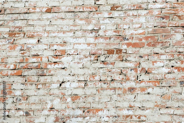 Fototapeta Old painted red brick wall background and texture