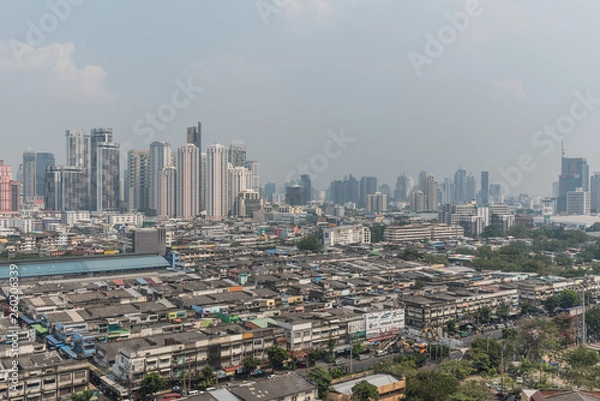 Fototapeta Smog PM2.5 dust exceed standard value of Bangkok