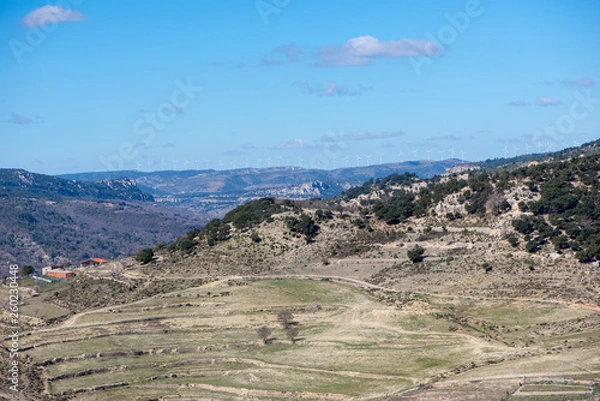 Fototapeta Path through the mountain next to the town of Morella