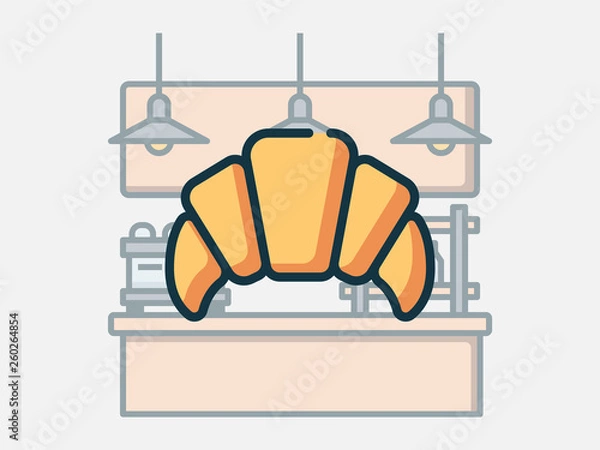 Fototapeta Croissant. Coffee shop elements vector illustration.