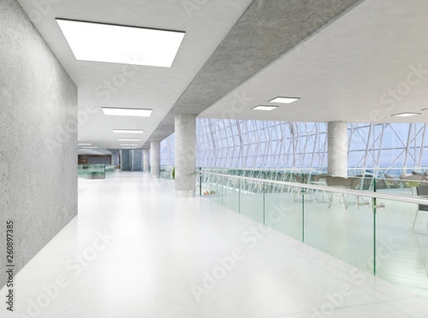 Fototapeta Public interior of the hall. 3d render.